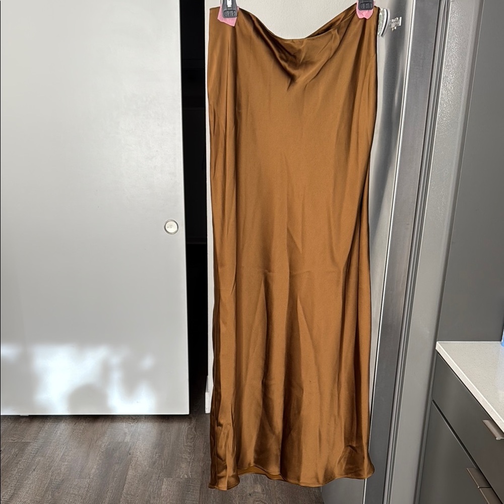 & Other Stories Satin Maxi Skirt in Warm Brown